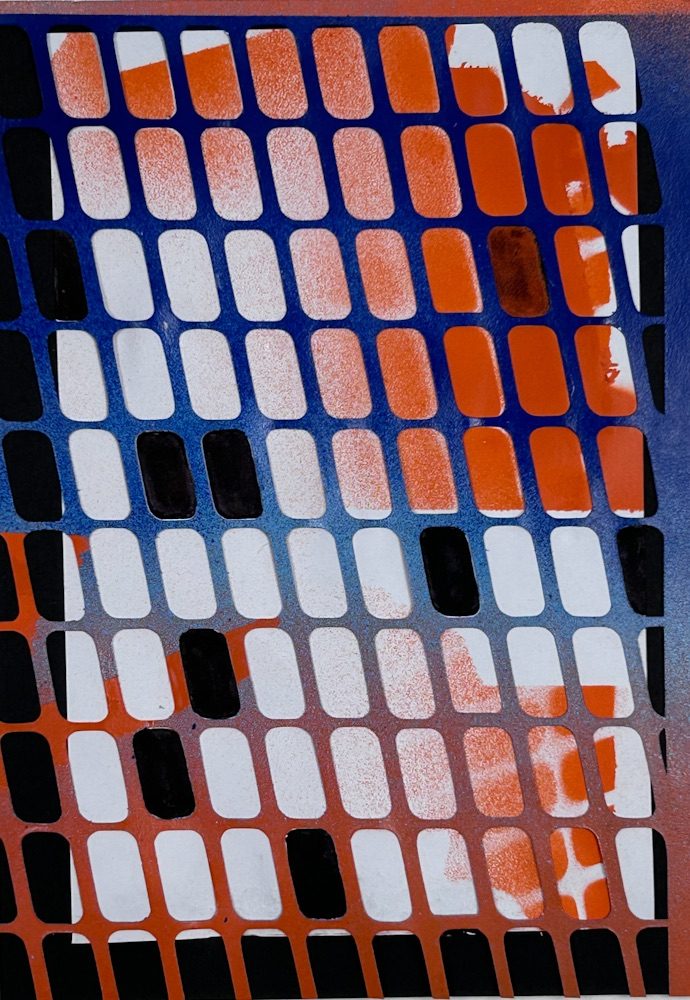 Collage, felt tip pen and spray paint on paper