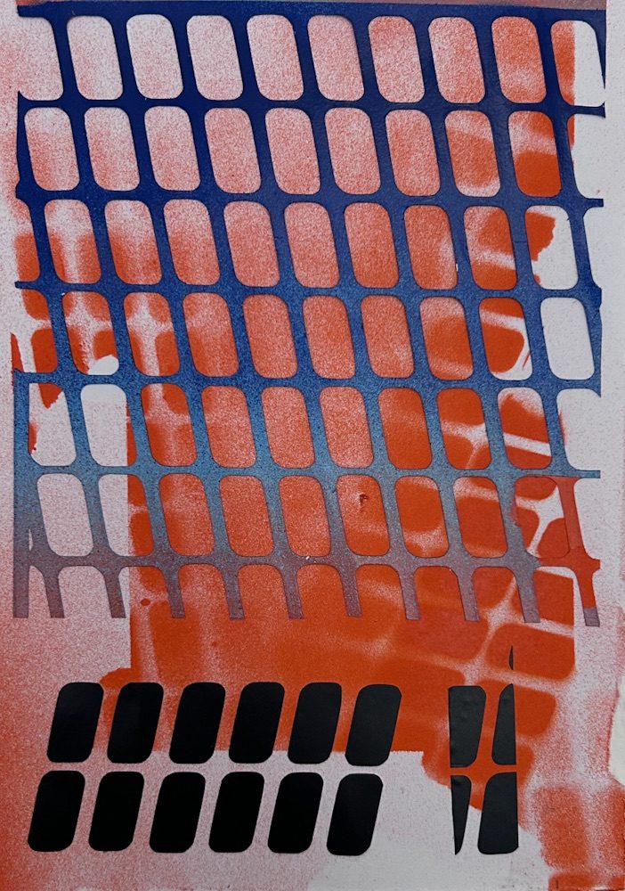 Spray paint, collage and vinyl