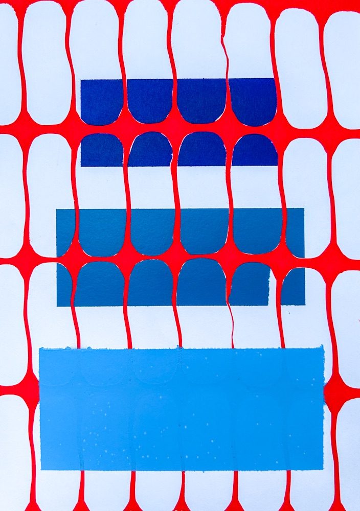 Screen print and spray paint on paper