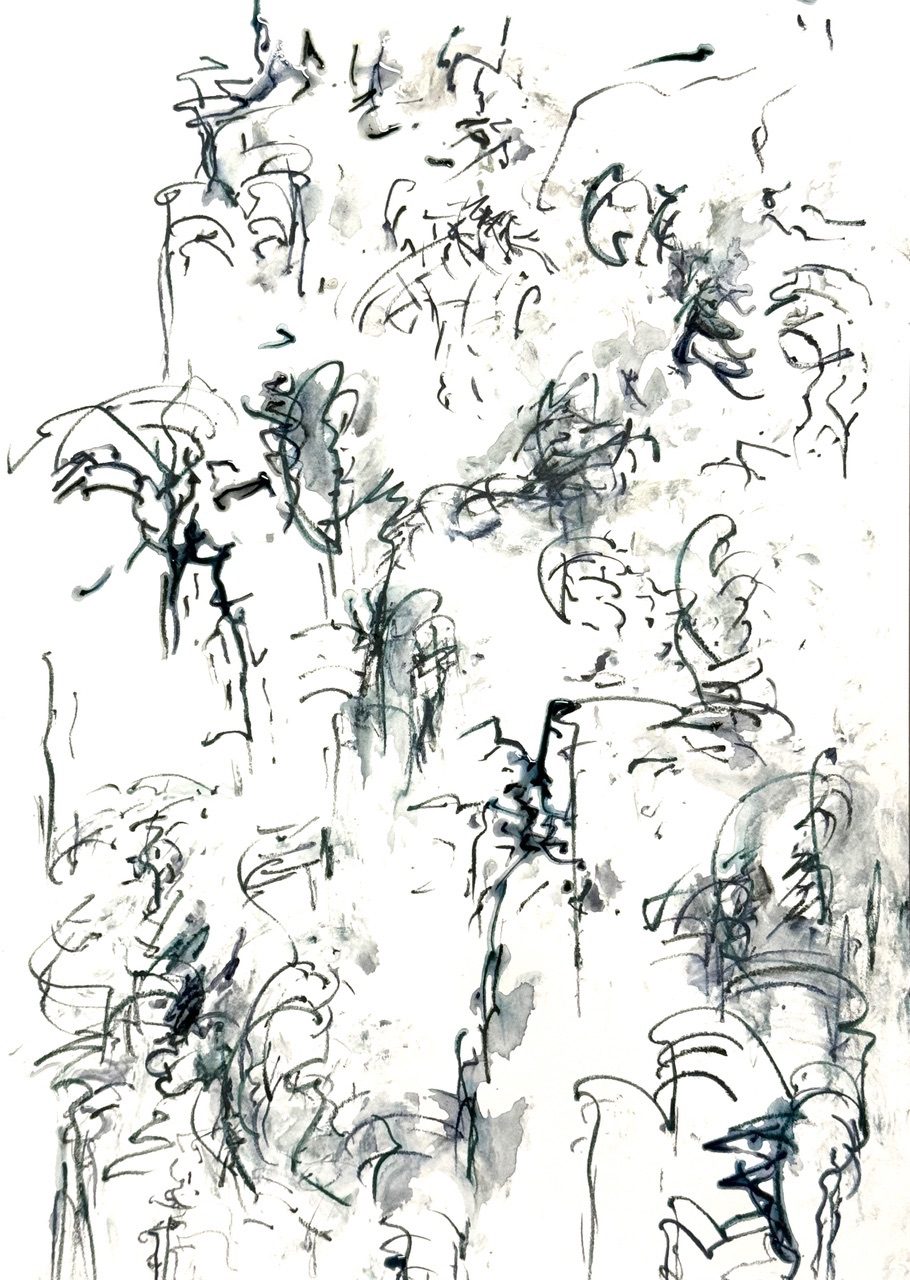 Water pencils drawing on A3 paper