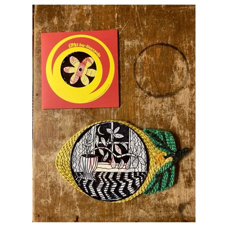 Still life. Marker pen on vinyl record.