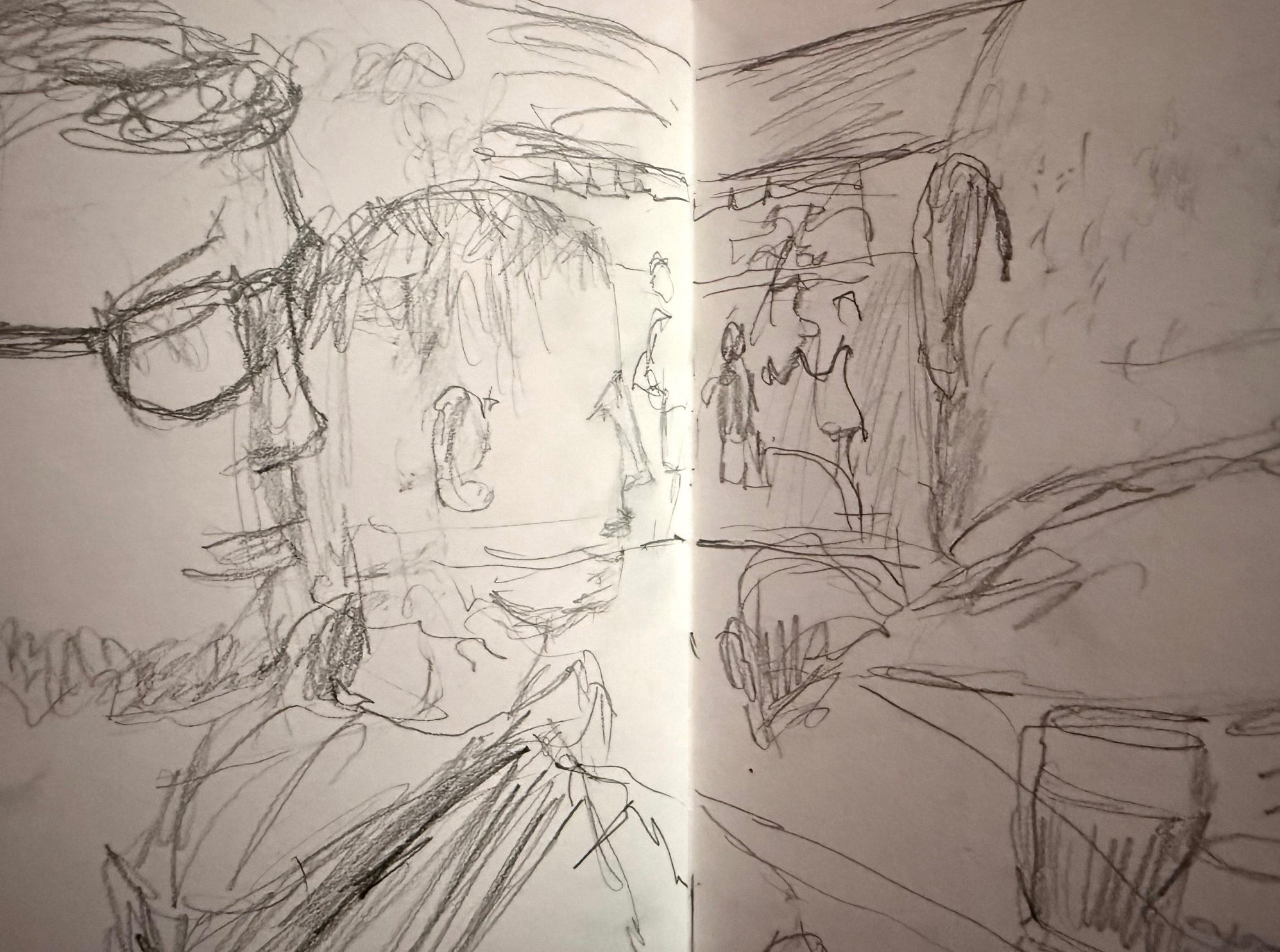 Sketchbook drawing in pencil