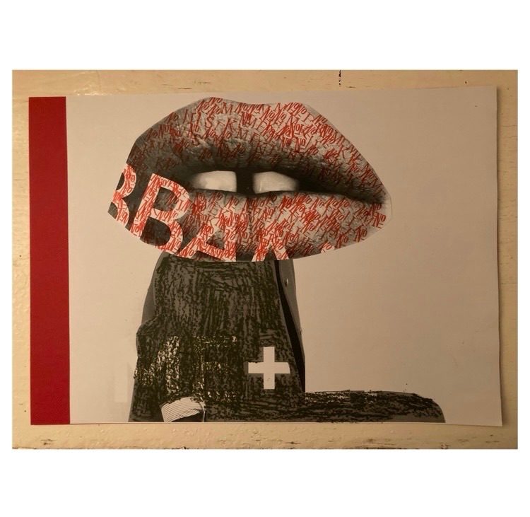 Collage and crayon on paper