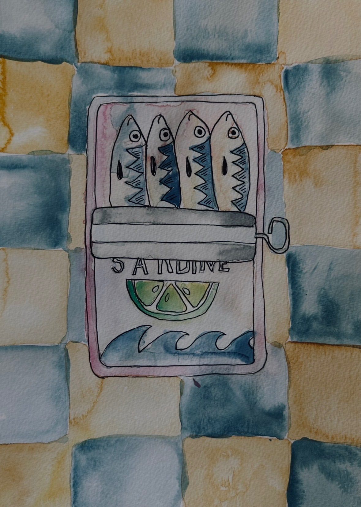 Watercolor of sardines