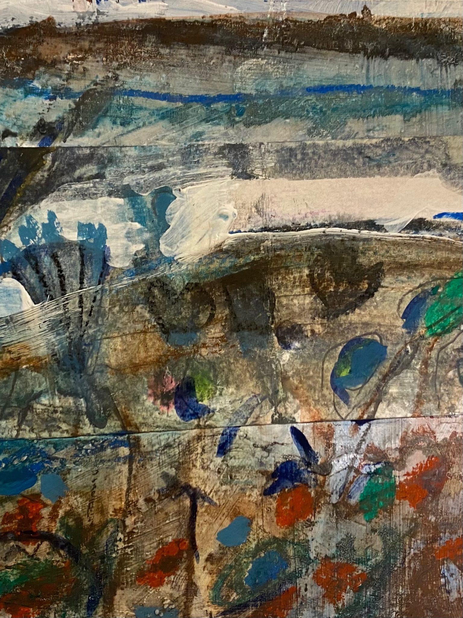 Painting of hill and plants