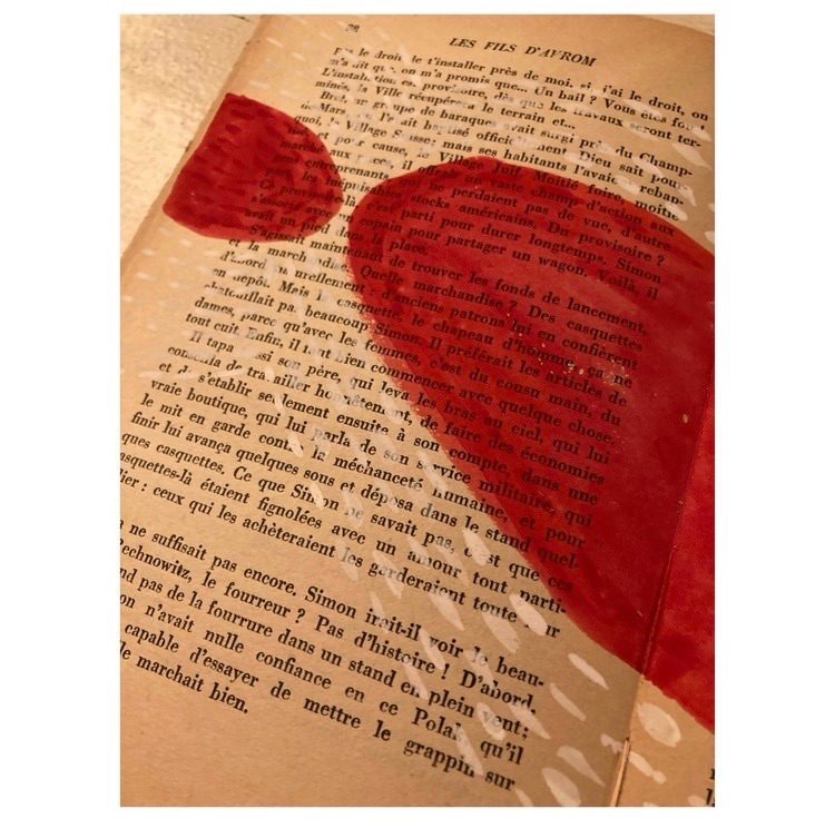 Abstract painting on a French book page