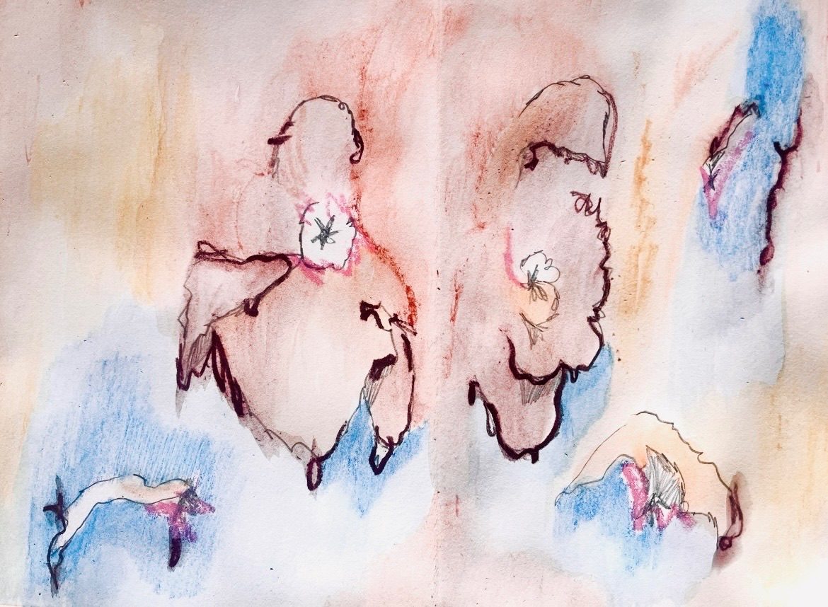 Delicate lines, soft pastel hues of feminine abstract formations