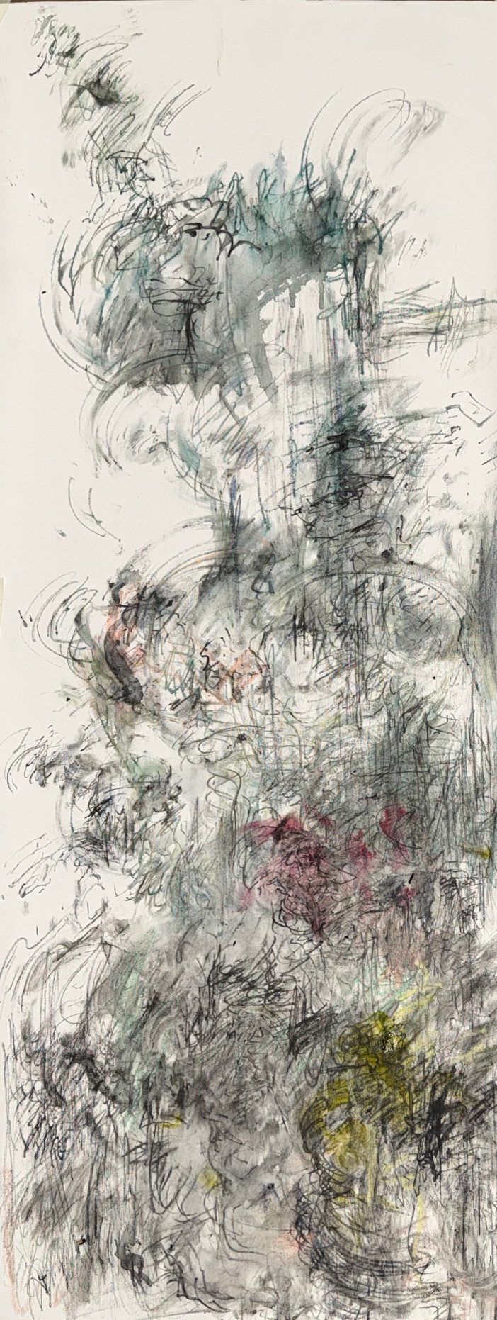 Water pencil and water drawn on canvas