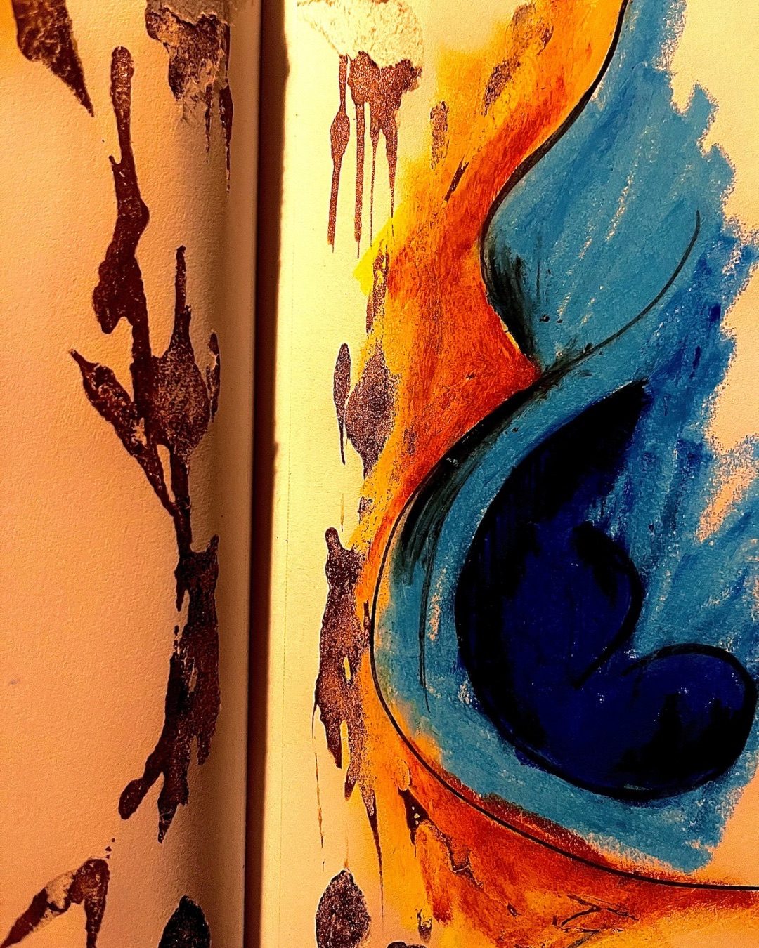 quick oil pastel and pencil drawing, thinking about the beautiful gift of holding and growing a little life