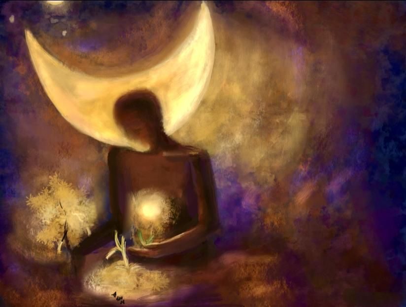 A quite act of tending in the dark, where the body becomes soil and breath becomes intention.