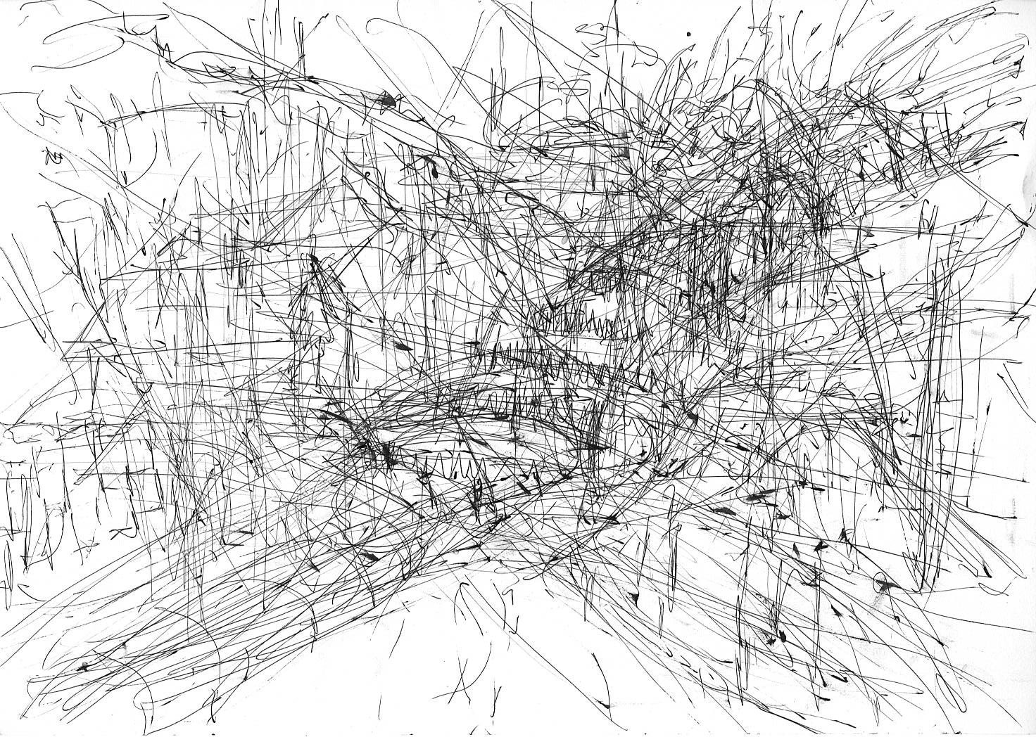 To travel drawing series is made with bullet point pen on paper.I drew as I’m travelling seated in a car I draw what I see but as what I see change all the time the drawing becomes an abstract record of a  journey