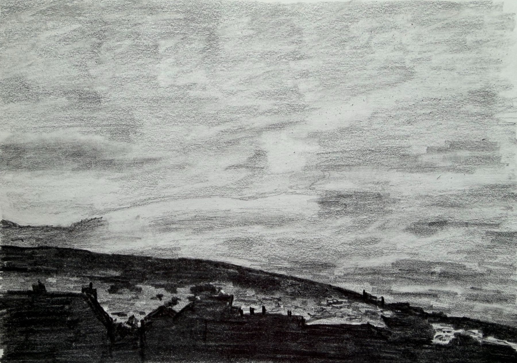 Recreation of a photo of clouds using solely 8B pencil