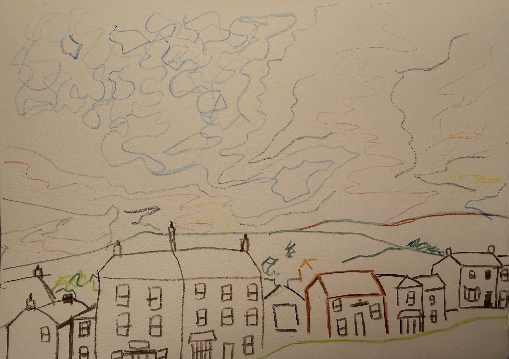 Colour line drawing based on an old cloud photo