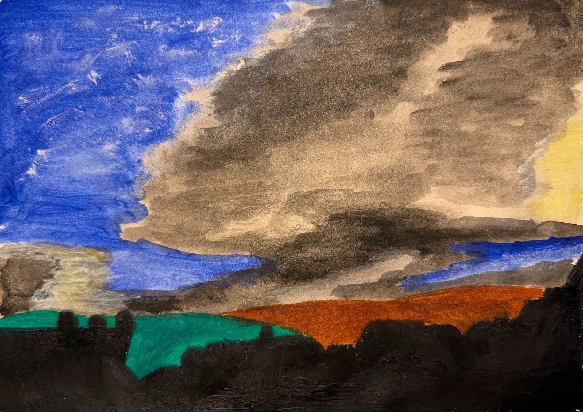 Painted colour block version of an old cloud photo from 2016