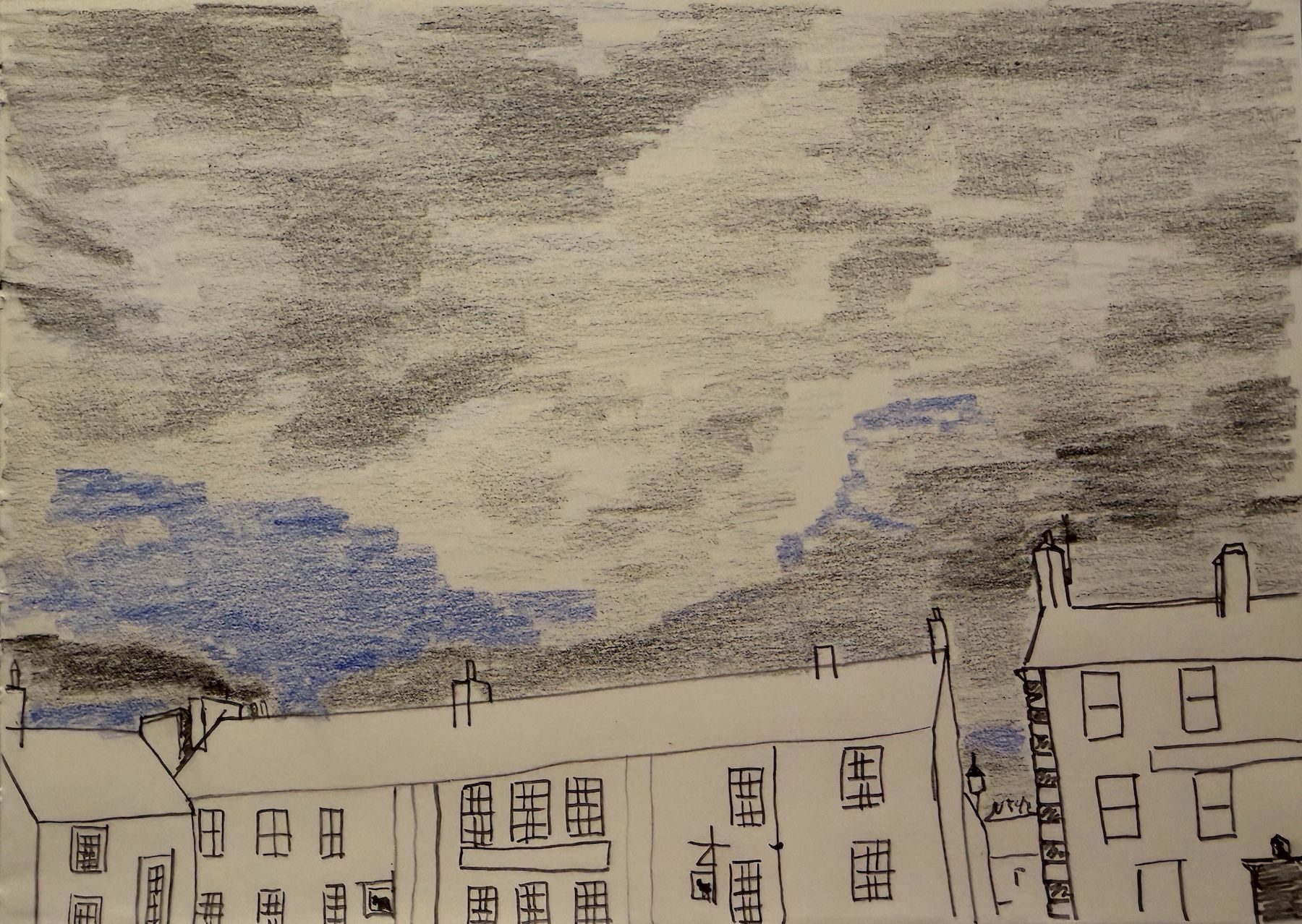 Line and shade drawing based on old cloud photo