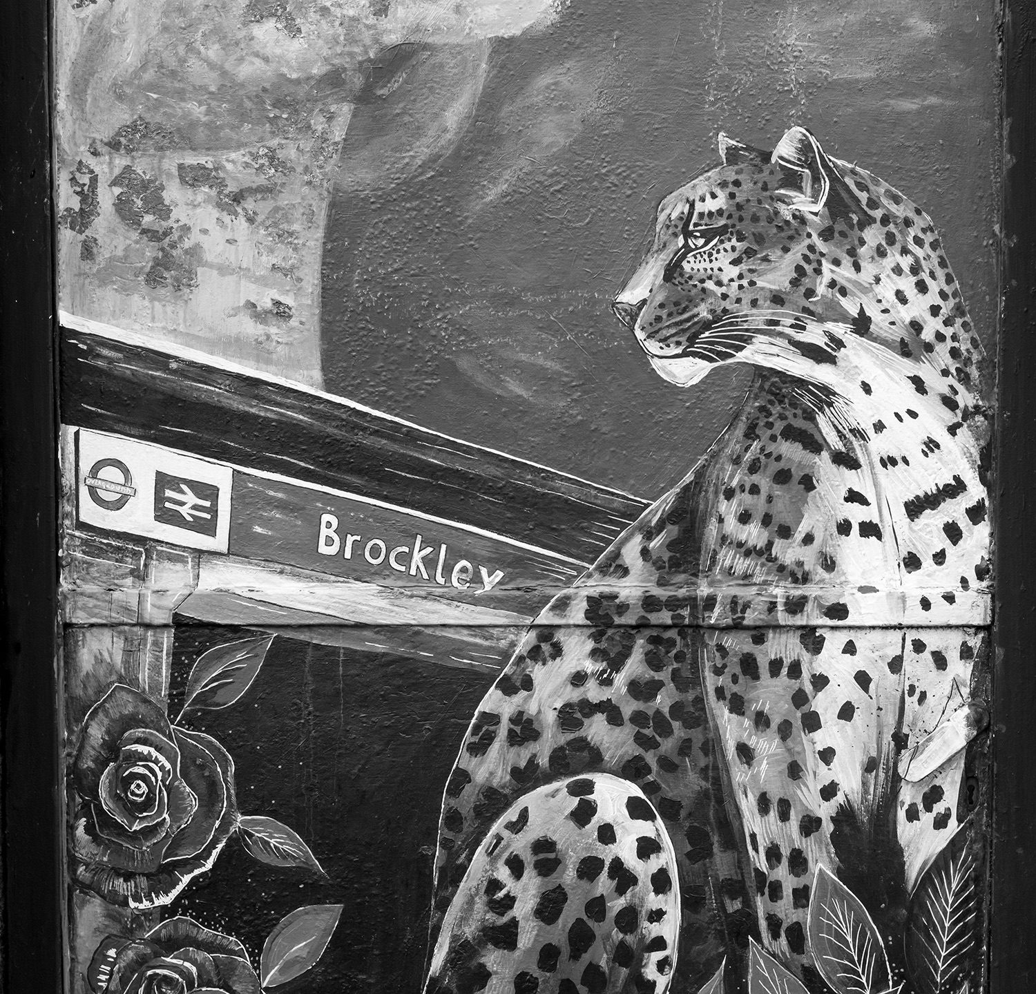 An image of a leopard painted on a wall in Brockley South East London