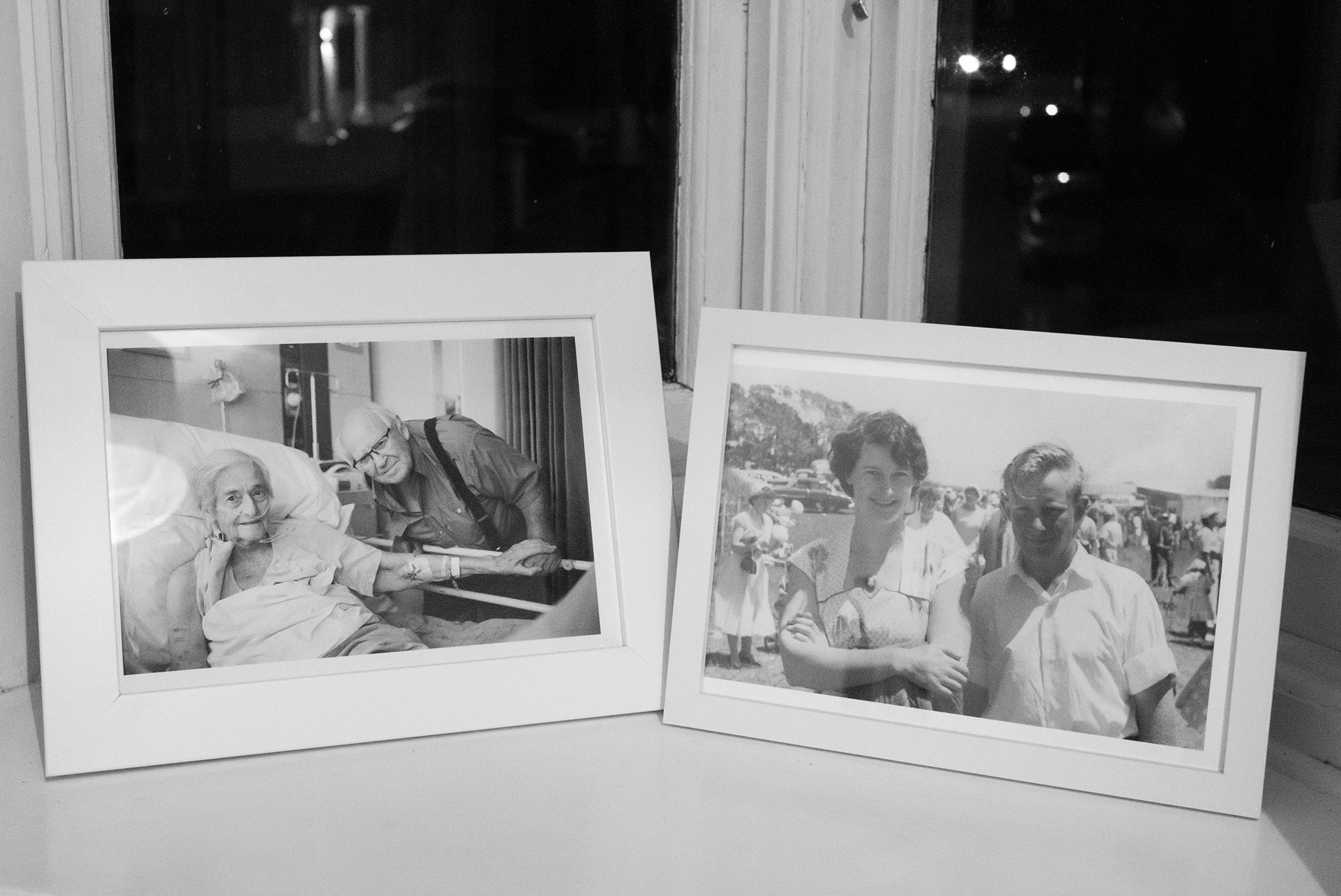 Black and White images of my Parents at both ends of their lives, when they meet and just before my Mum passed away.