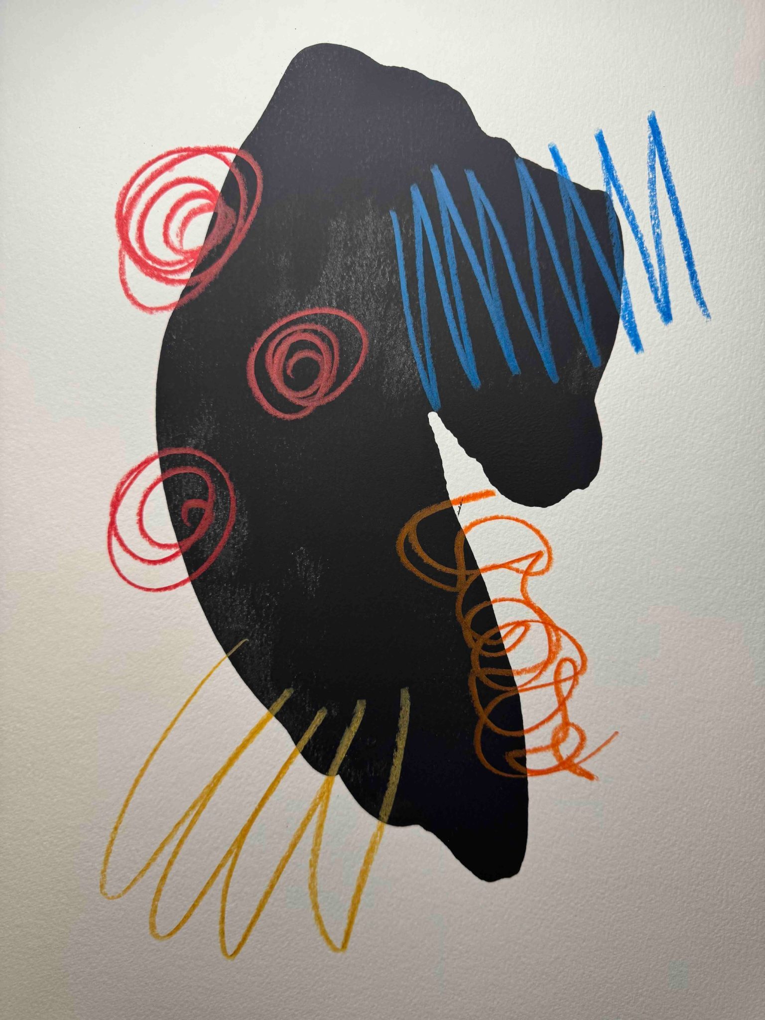 Dark blobe with coloured stricks