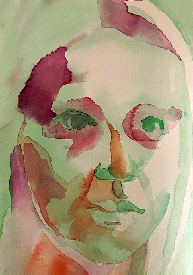 Female head in watercolour