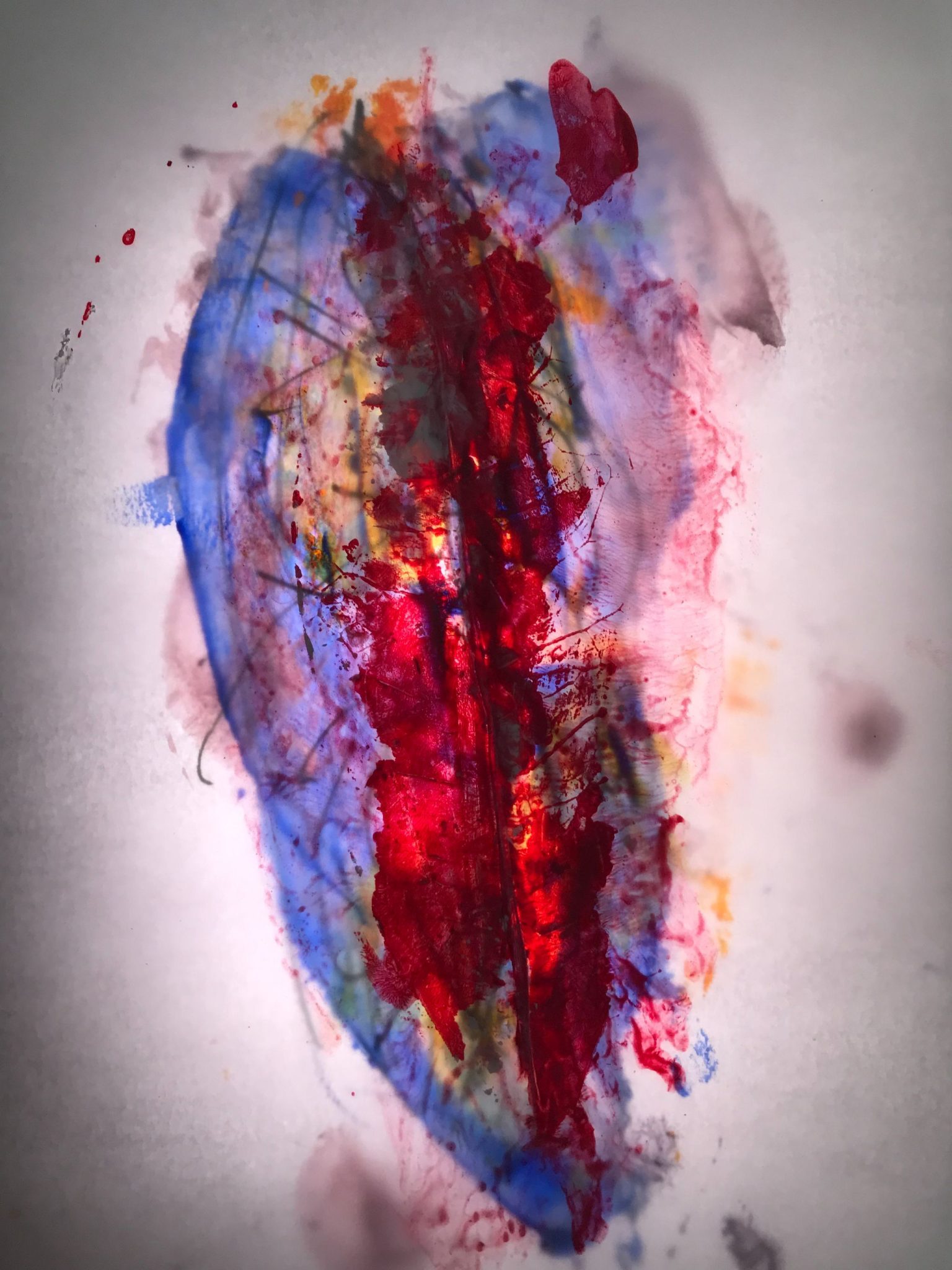 It is a leaf as a means of stamp several time over a translucent paper, photographed with backlight device