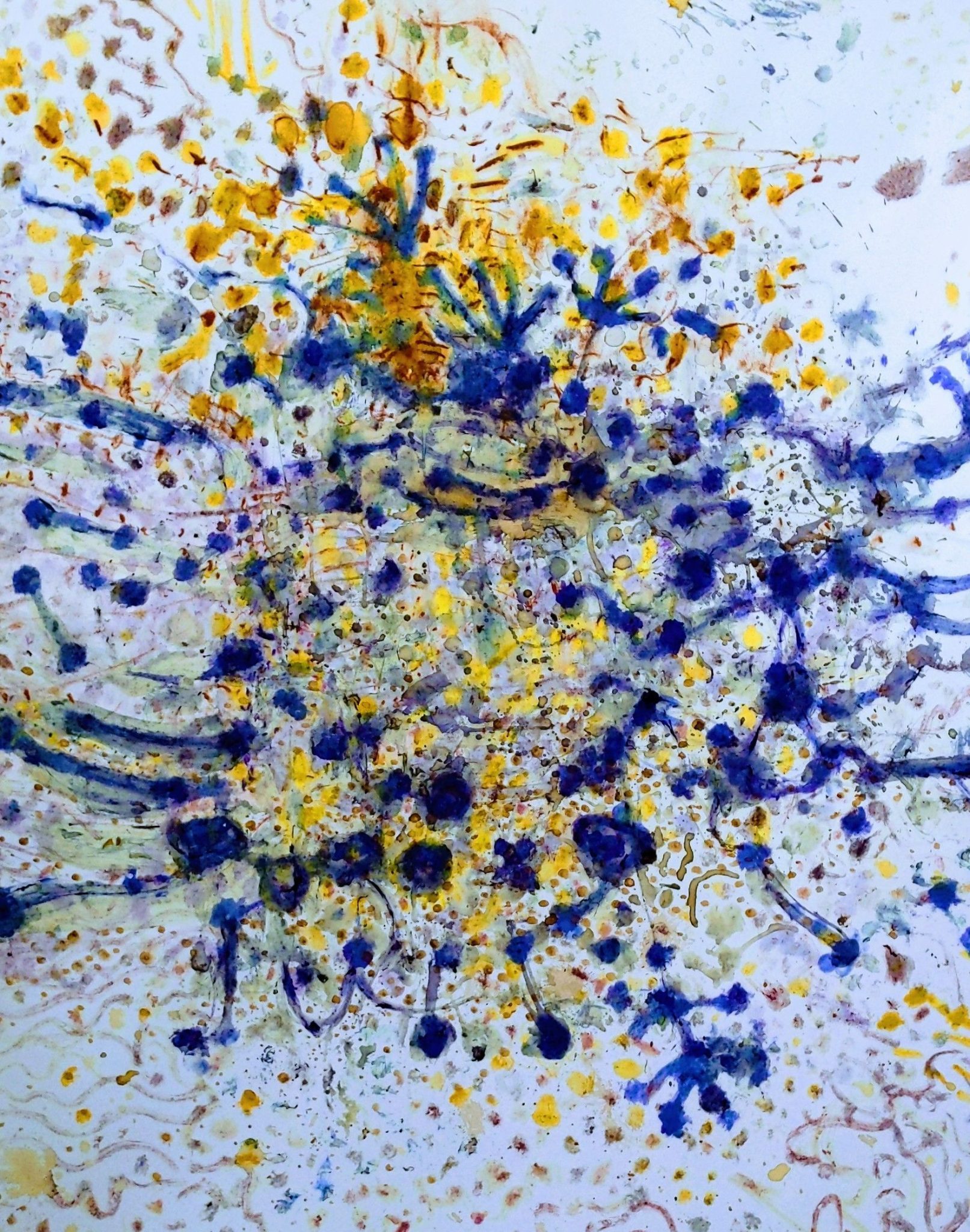 Abstract vision of wild flower landscape and colour gathering time. In botanic wild pigments gathered by the artist. Sounds like: 