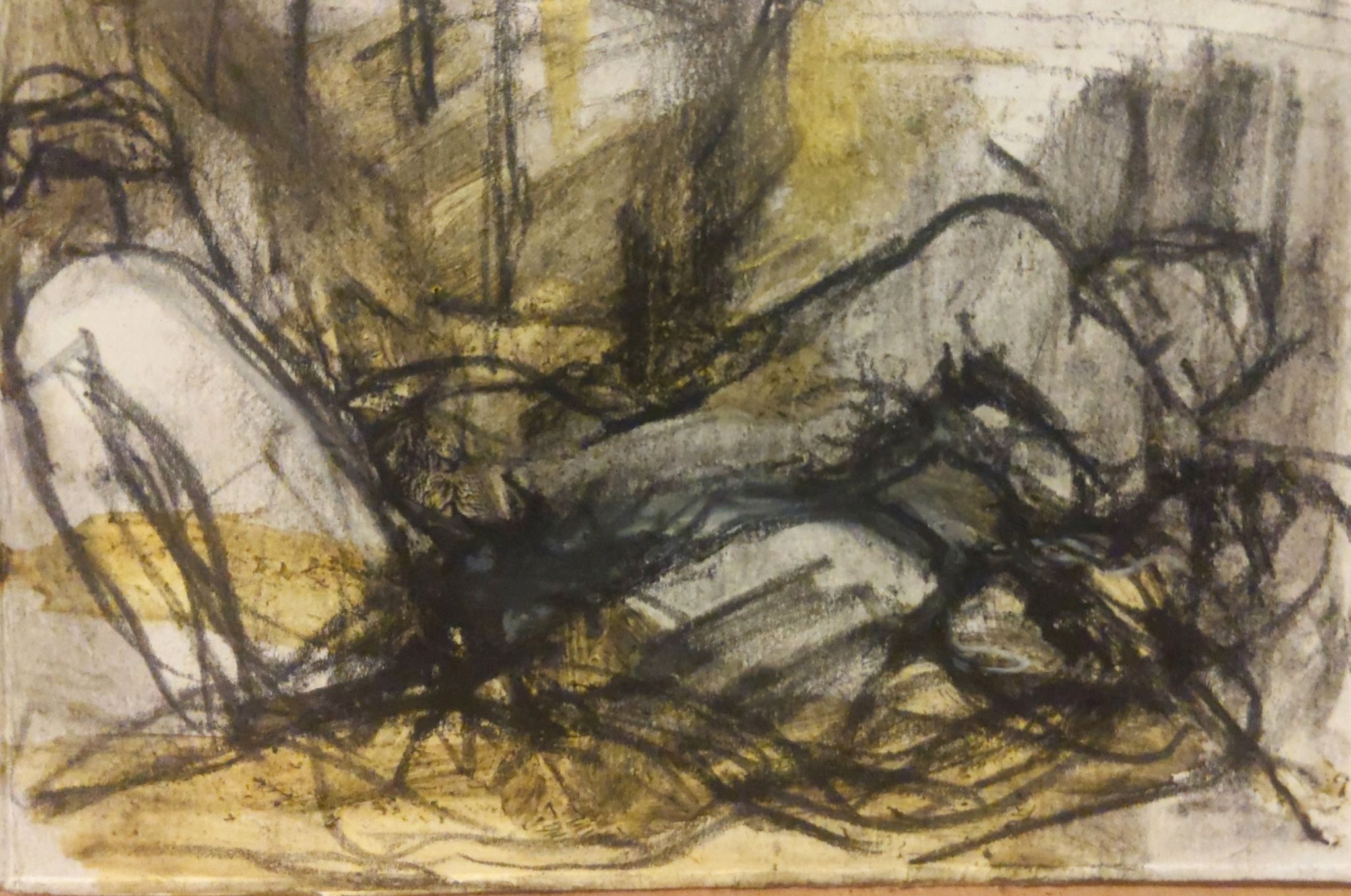 two body shapes in a dark room