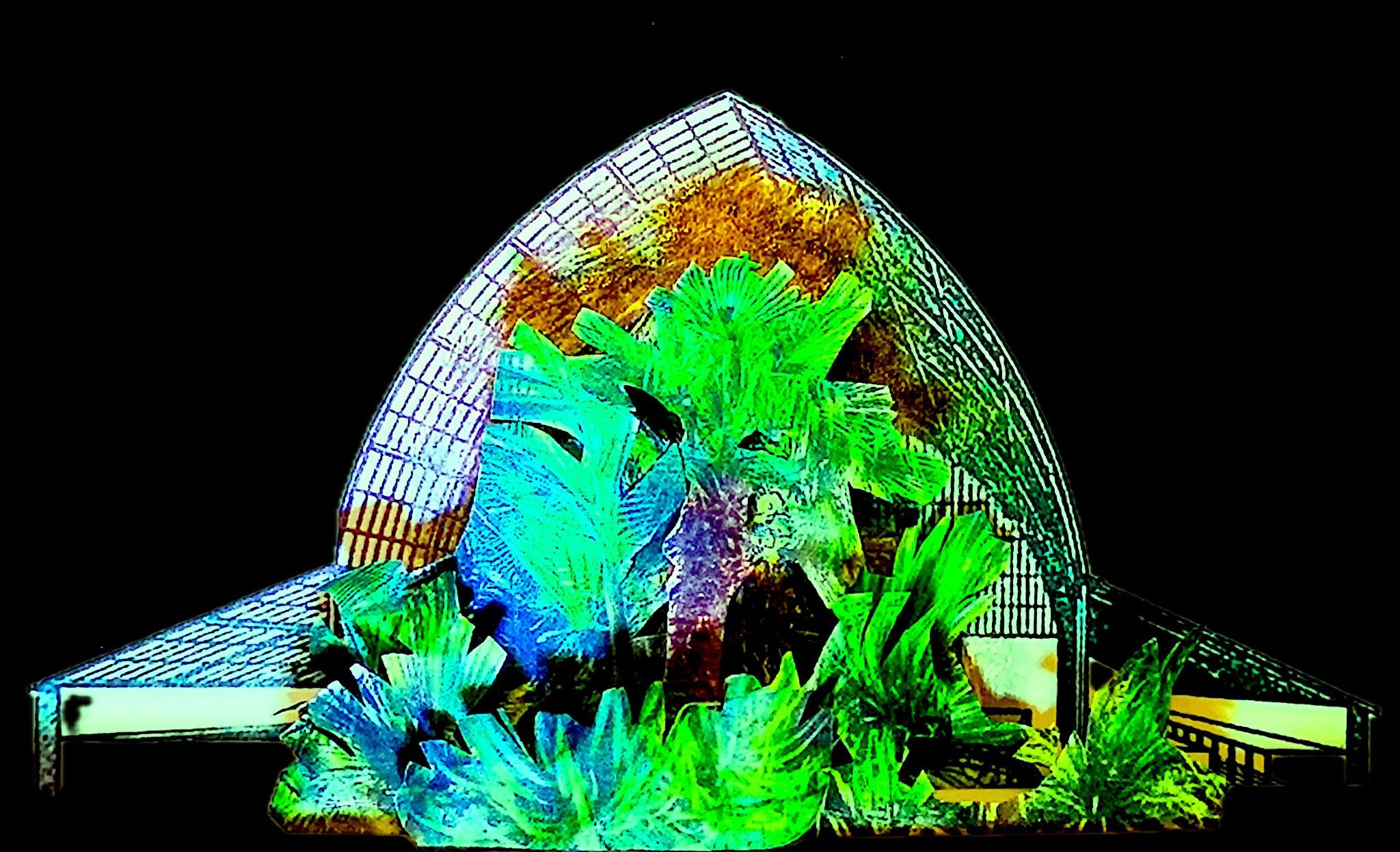 a 3d interpretation of plants in a conservatory