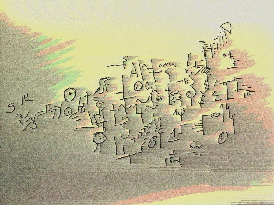 A doodle under heavy image distortion