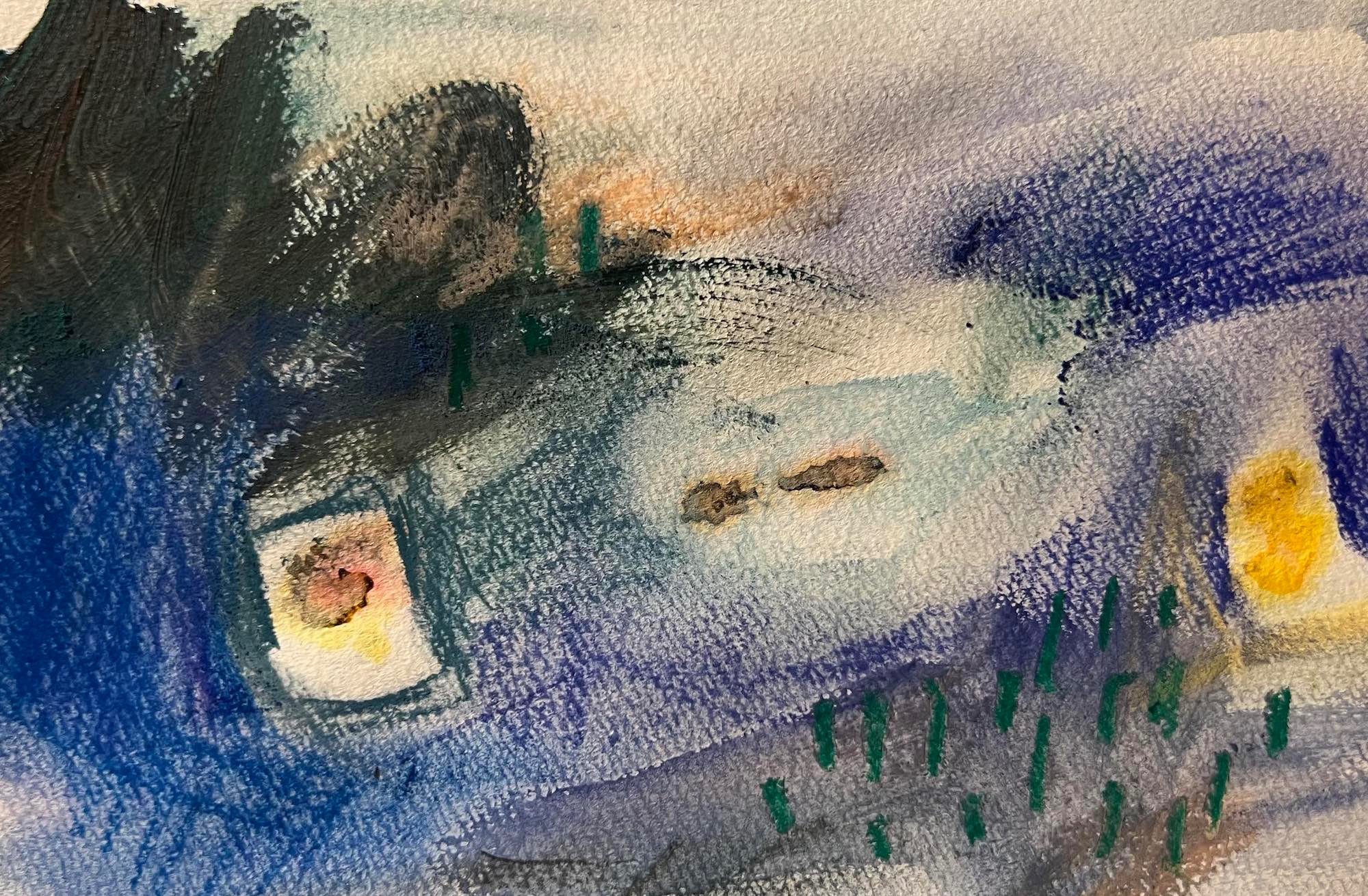 Abstract coloured conte pencil on paper