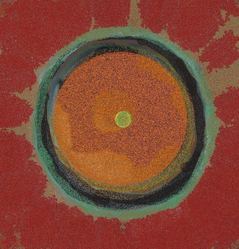 digital image from a mix of artist's materials manipulated and coloured on photoshop