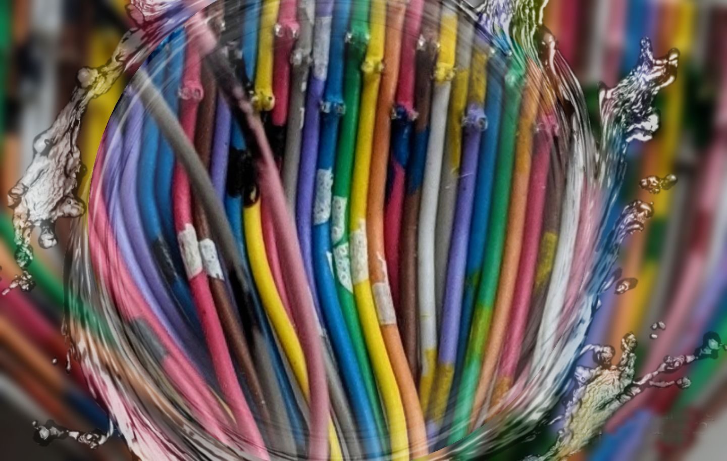 abstract close up of multicoloured cables