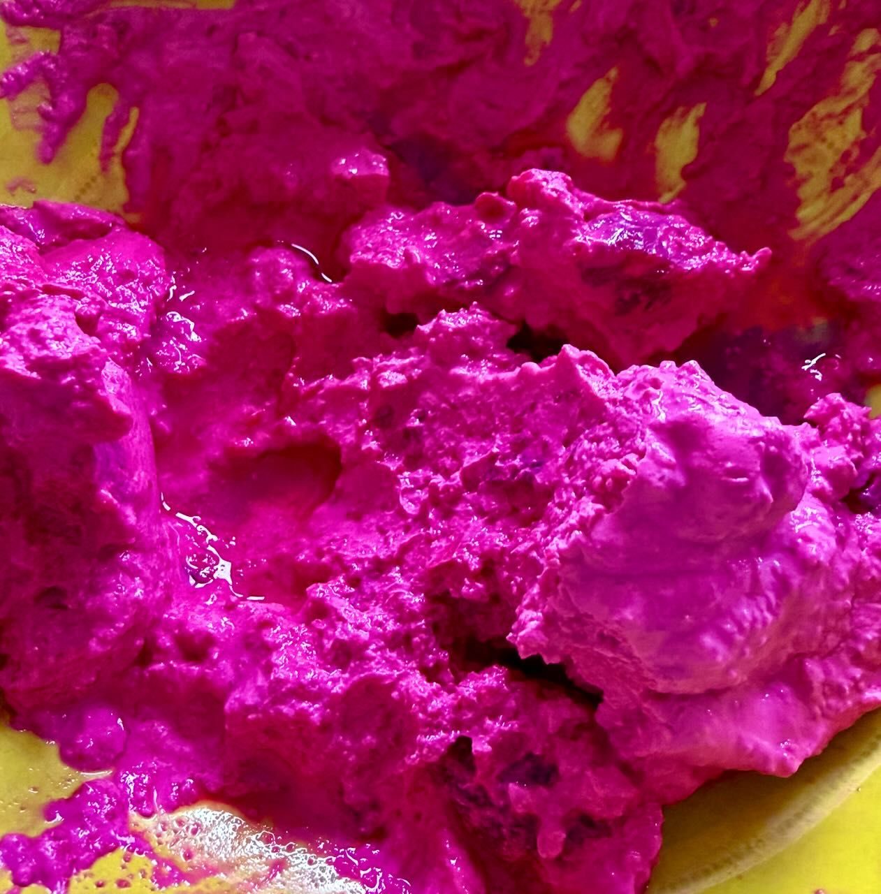 photo of beetroot mix with uneven, different heights of mixuture