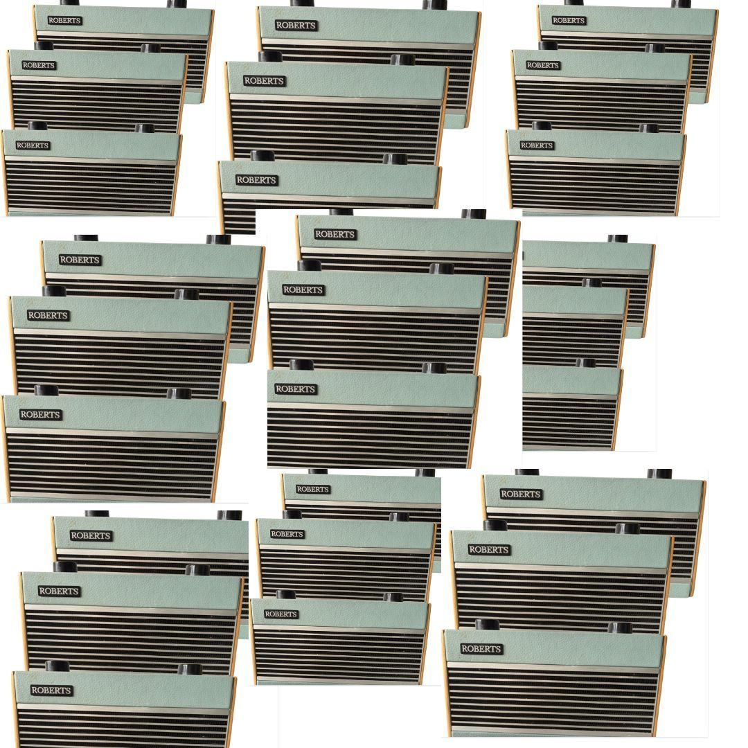 image of multiple photos of a small Roberts radio