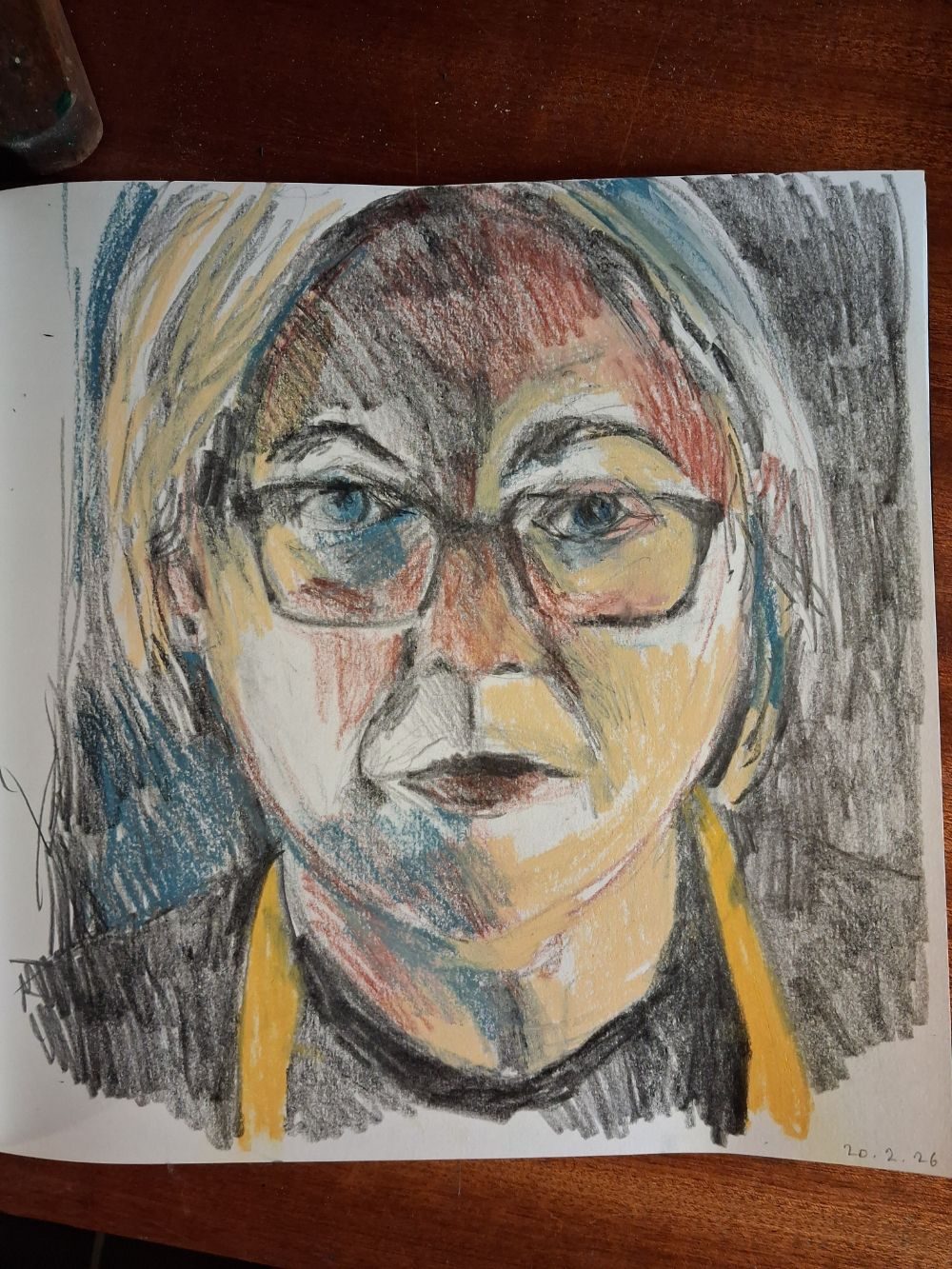 Self portrait in pencil and chalk on paper