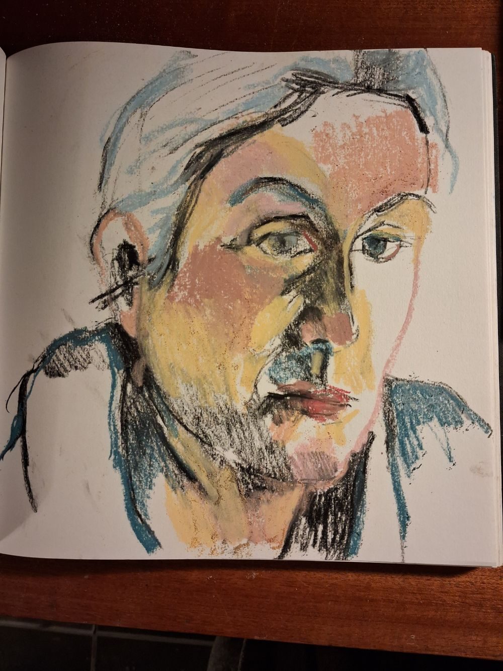 Self portrait in chalk and charcoal on paper