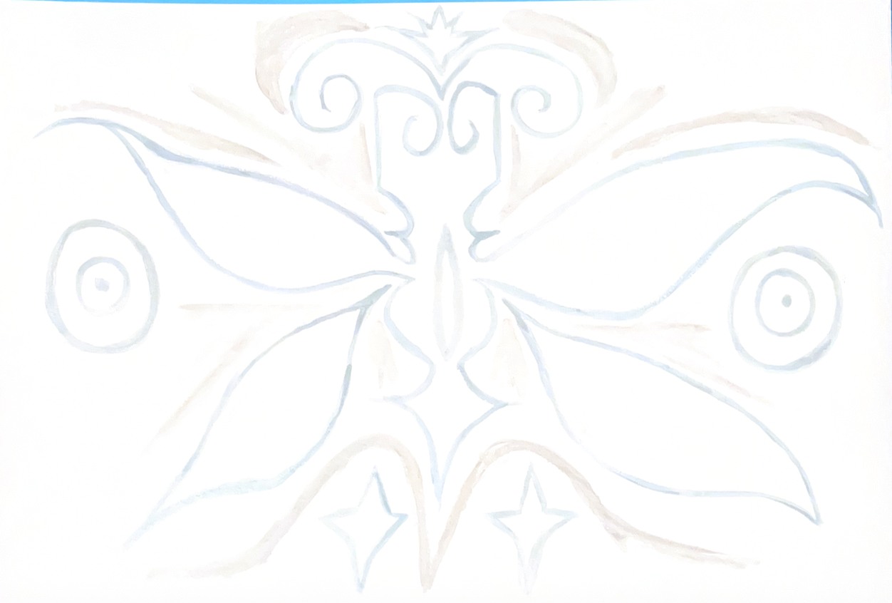 metallic watercolor line drawing of intuitive based shapes