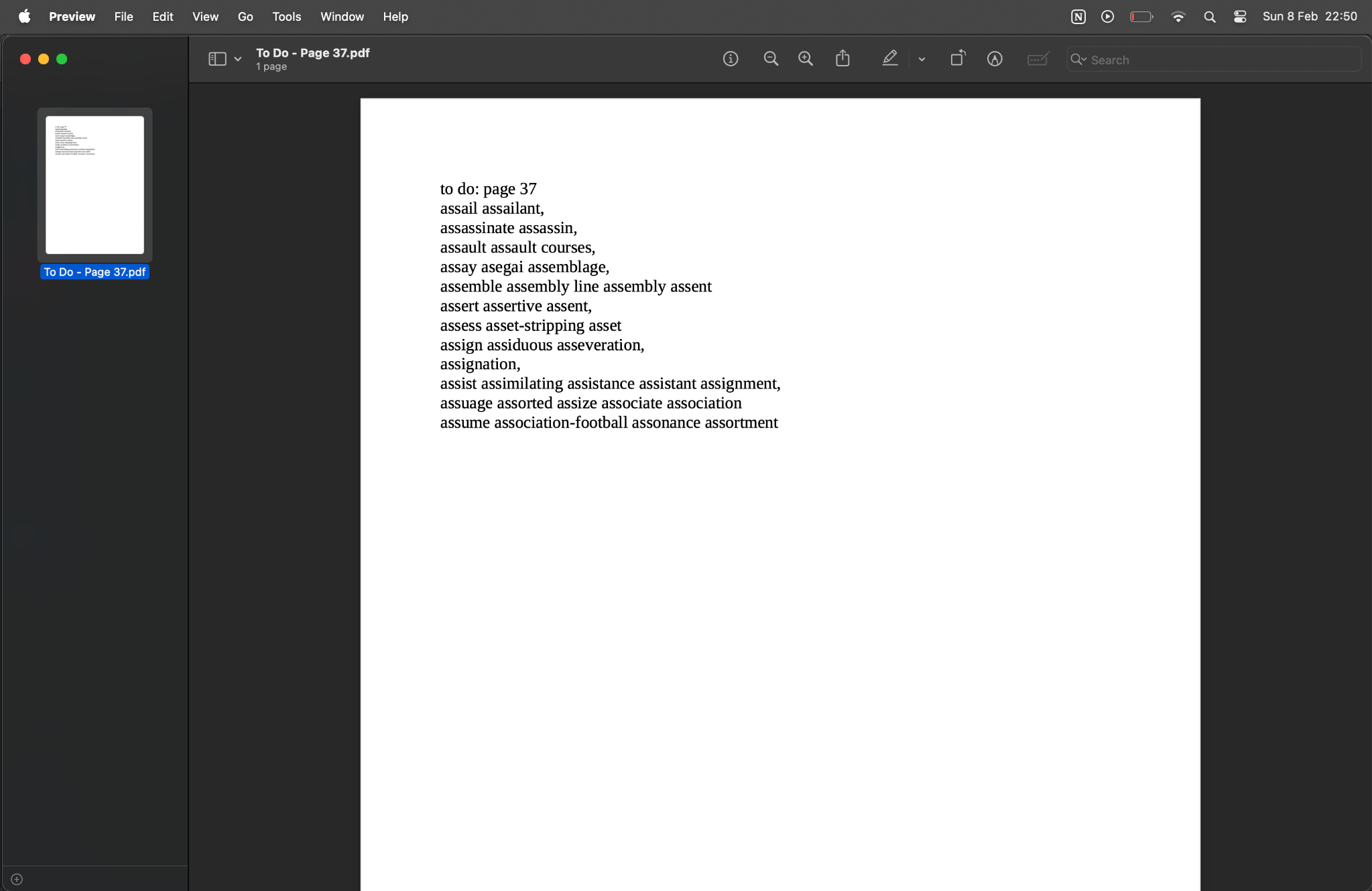 Poem comprised of words found on page 37 of Oxford Paperback Dictionary