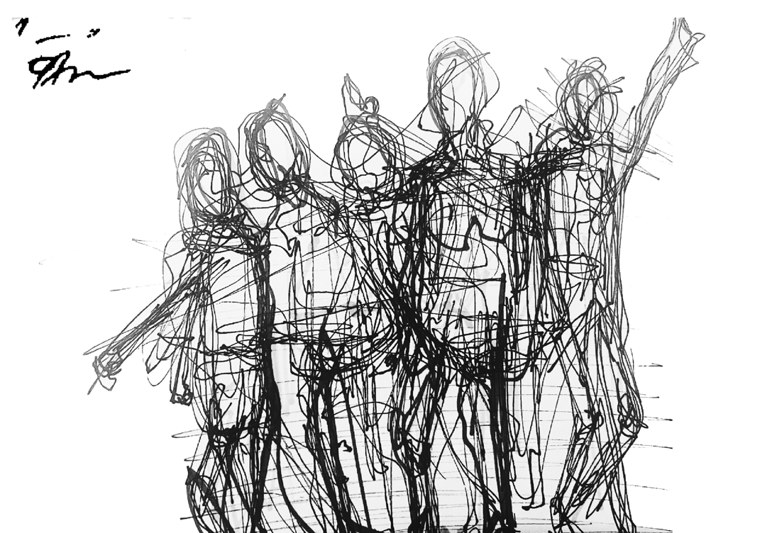 blindfolded continuous line sketch