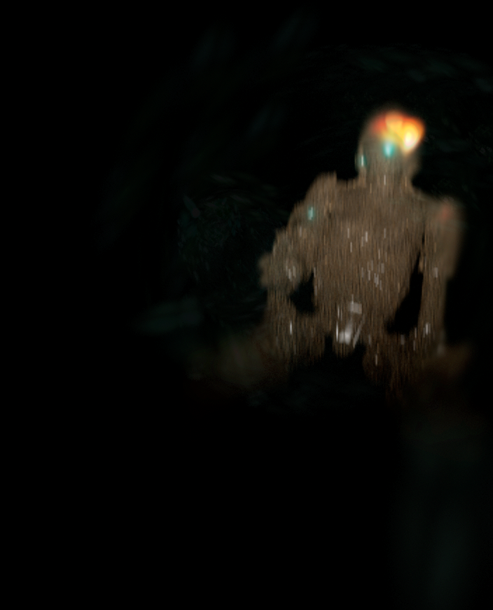 CGI figure with dramatic stylised lighting