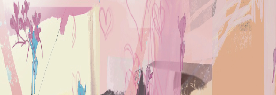 pink peach abstract scribbly digital art drawing