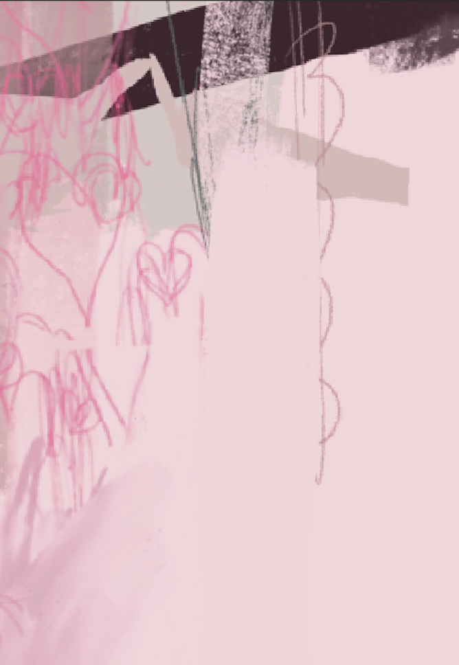 pink peach abstract scribbly digital art drawing