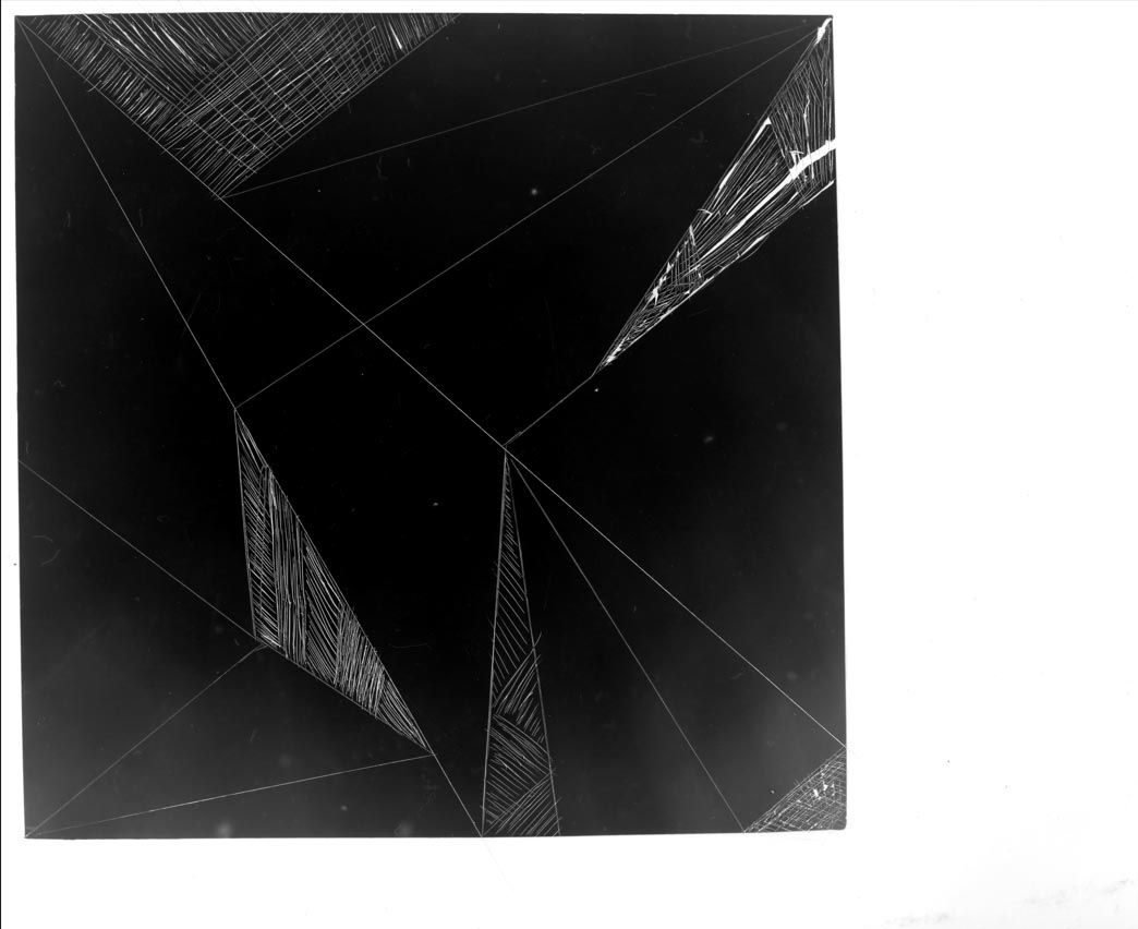 a failed photogram scratched with cutting knife
