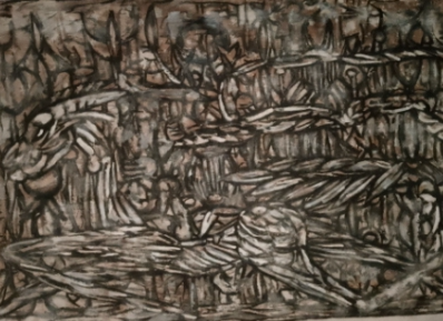 Here's, depicting a goat I once had. When She happens to find me in the neighborhood, She would scattered the ground around. Run up and down and came rushing and jumping on me., while everyone and goats, chickens, dogs etc watches us, clasps and wraps with some love.