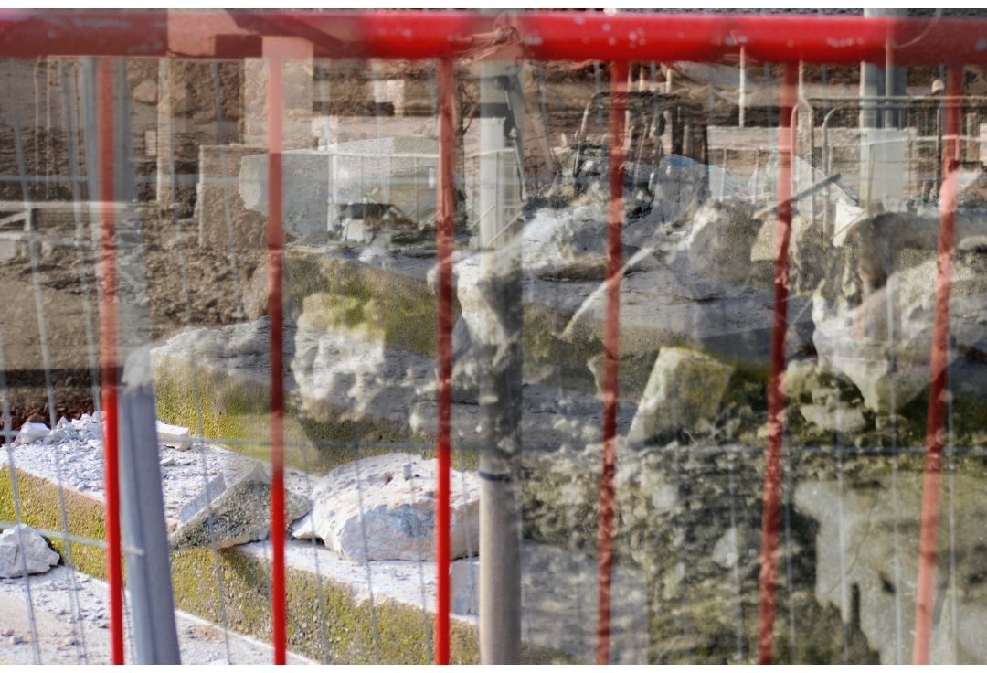 Red lines. Construction site. Nothing very easy to discern.