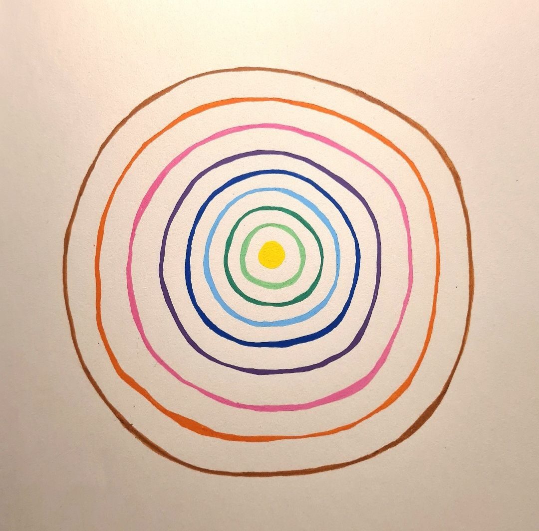Hand drawn concentric circles emanating from the Centre of the page
