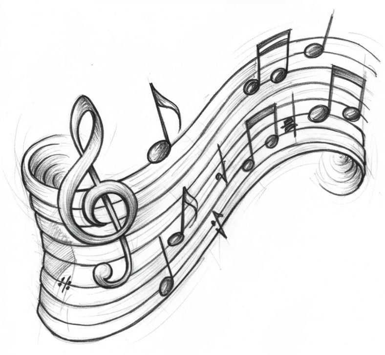 A picture of a music note scale