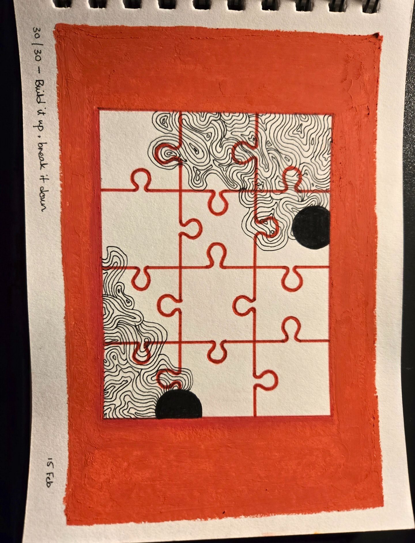 puzzle on orange background