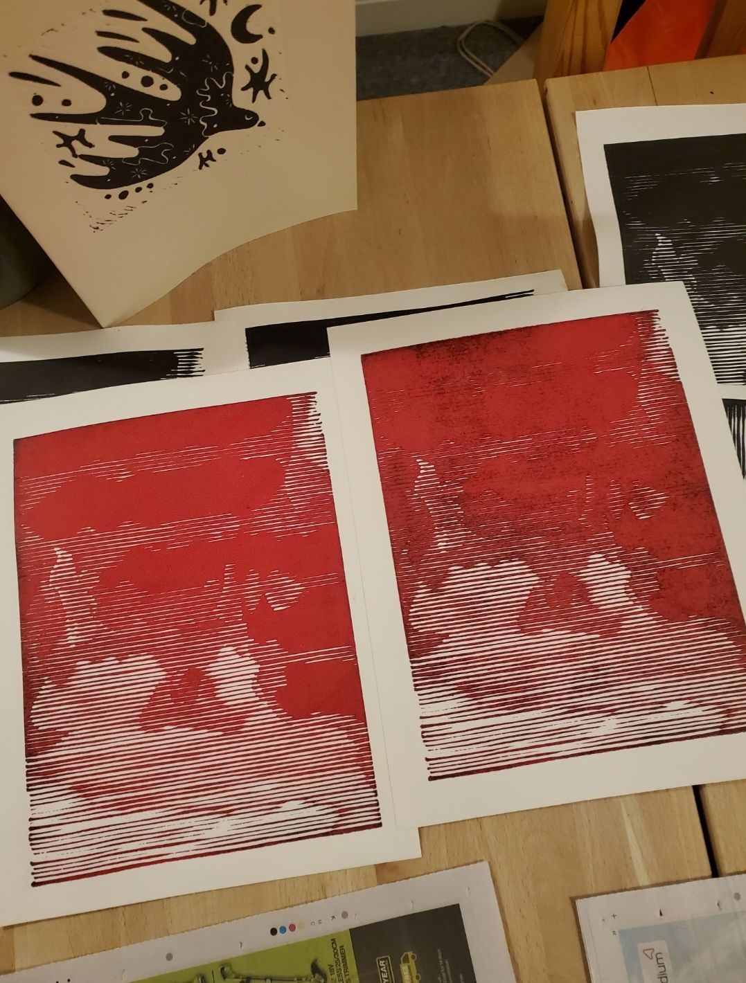 Red graphic linoprint