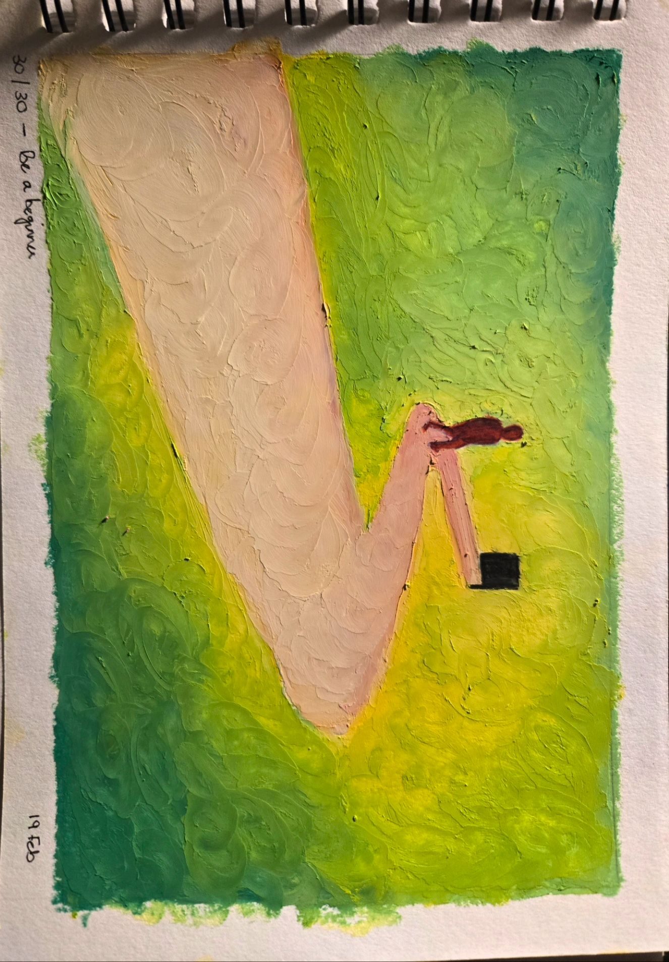 a red man walking on a path