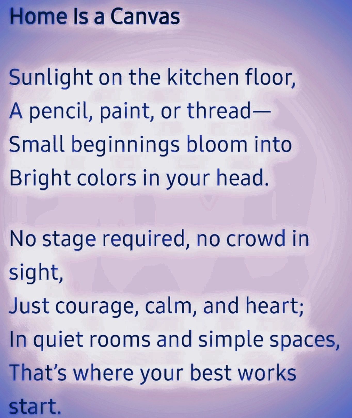 A poem about make art from home